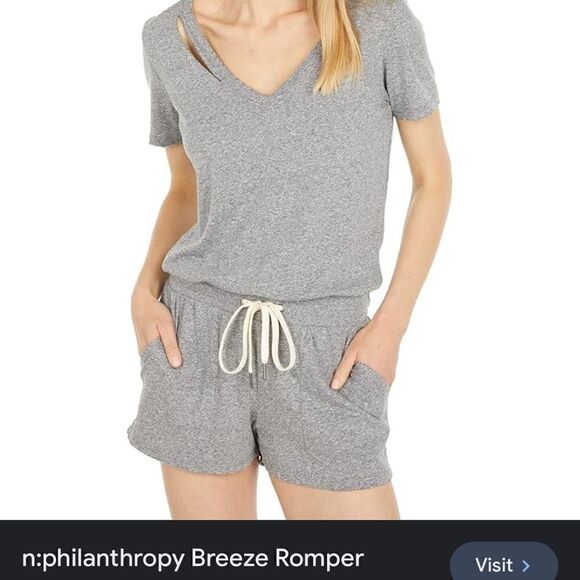 Grey cotton romper - Anthropologie Breeze Romper Tee shirt shorts NWT - Picture 16 of 16